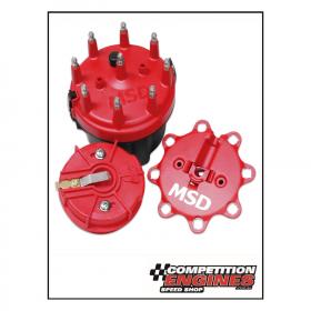 MSD-8420  MSD Cap Adapt Male HEI, Chev , Stainless Steel Terminals, Clamp-Down, Pro Billet (Red)